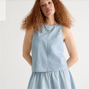J. Crew linen blend button back chambray tank XS